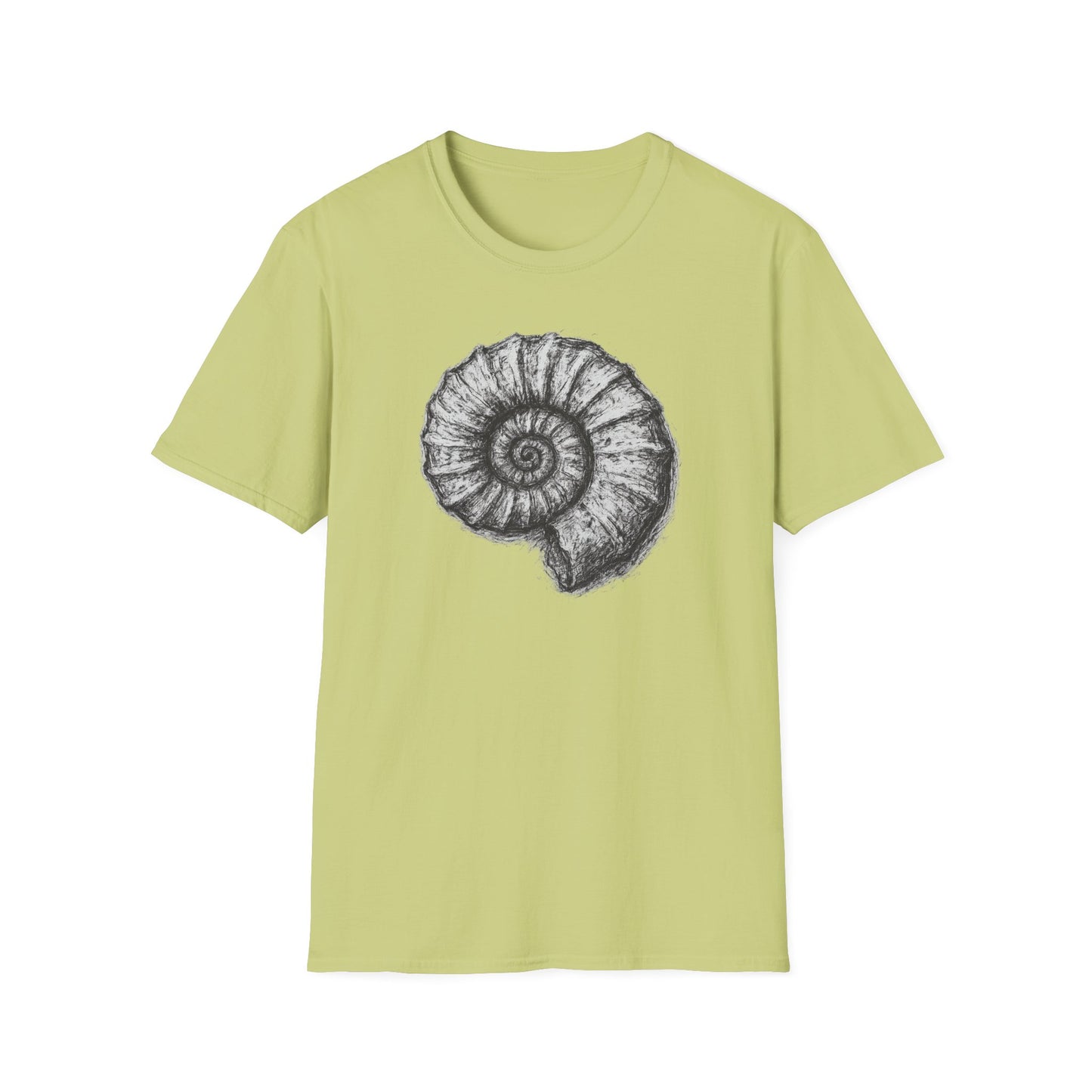 Ammonite Fossil-Inspired Graphic Tee-Shirt