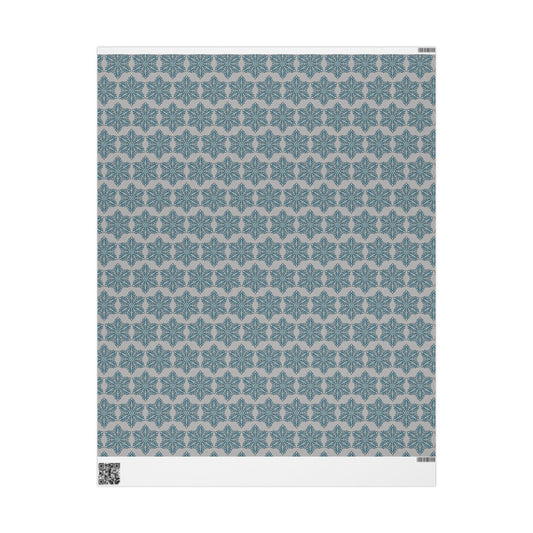 Teal Snowflake Damask Pattern Holiday Wrapping Paper