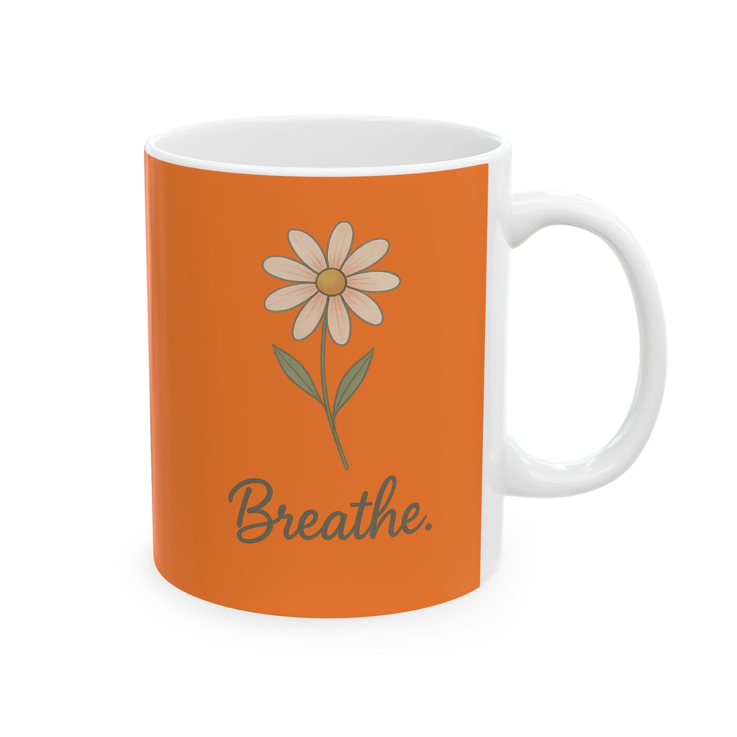 Vibrant Ceramic Mug with Inspirational Quote, Breathe Coffee Cup, Gift for Tea Lovers, Motivational Drinkware, Fall Collection