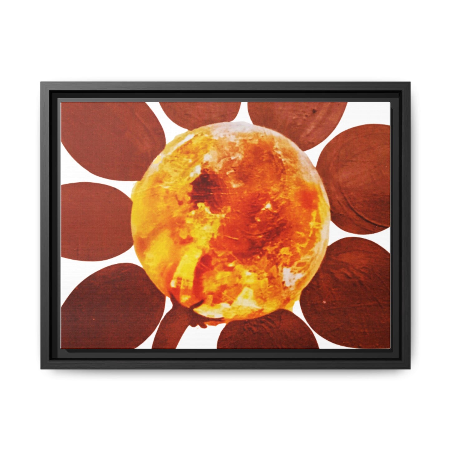 Framed Flower Canvas 1960s Original Art Print - "Sol, Cradle of Life"